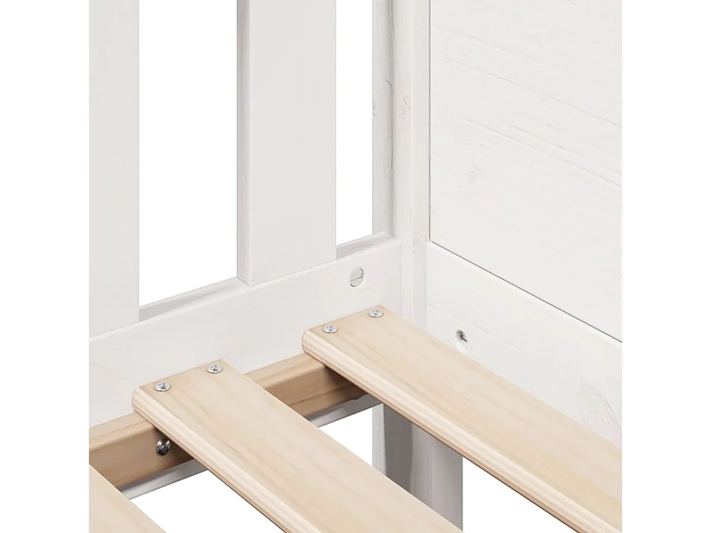 Giroletto Casetta Bambini Bianco 80x160 cm Legno Massello Pino