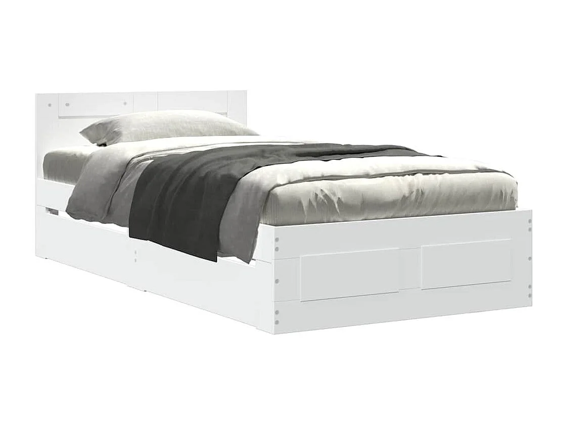 Cadre de lit avec tête de lit sans matelas blanc 90x200 cm