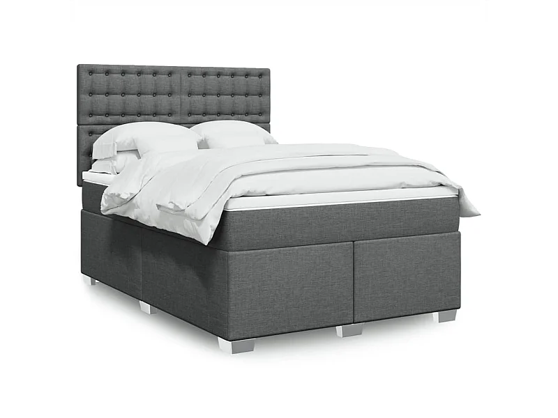 Giroletto a Molle con Materasso Grigio Scuro 160x200 cm Tessuto