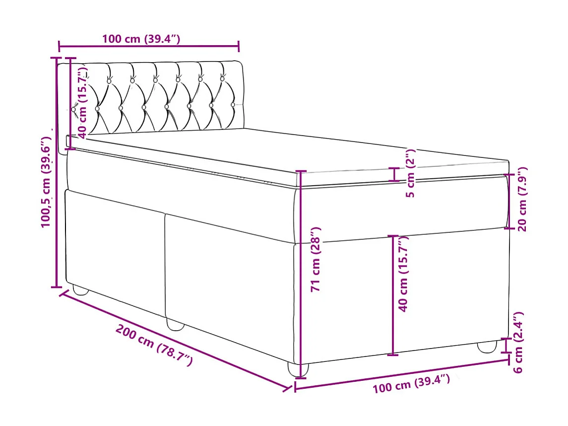 Giroletto a Molle con Materasso Crema 100x200 cm in Tessuto