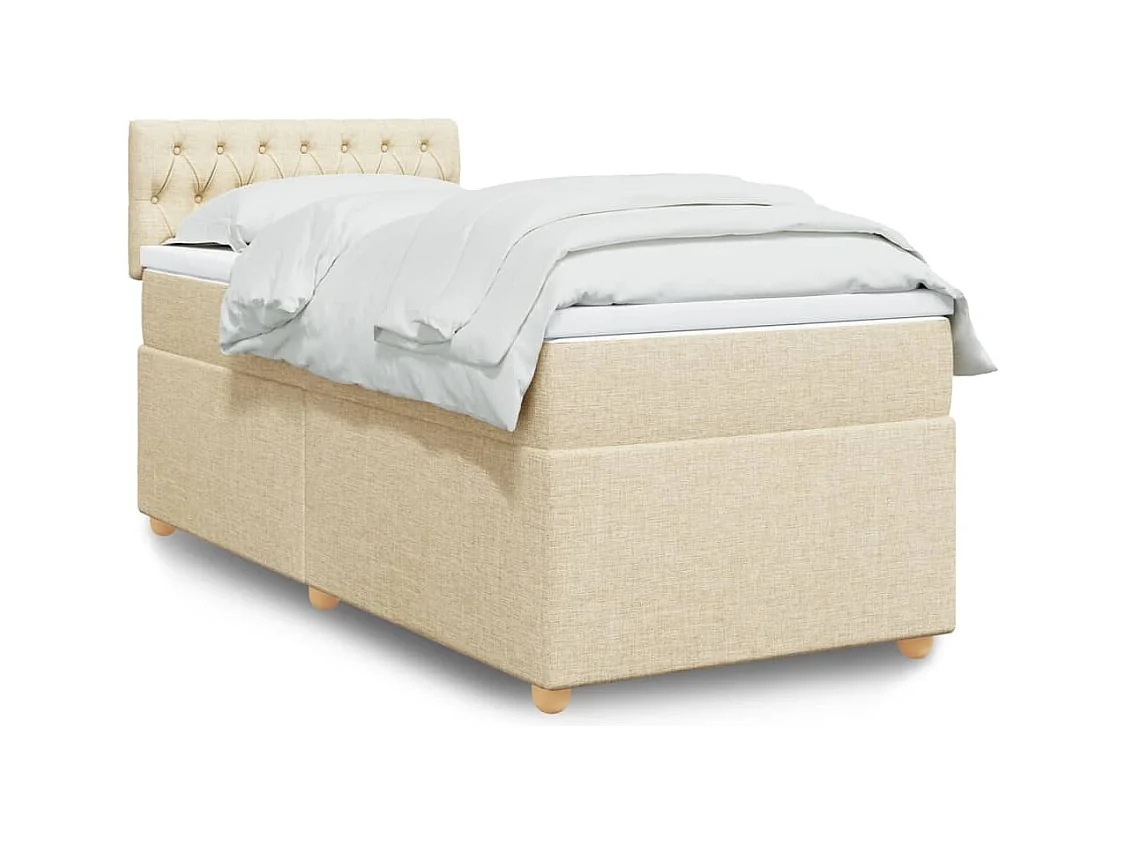 Sommier à lattes de lit avec matelas Crème 100x200 cm Tissu