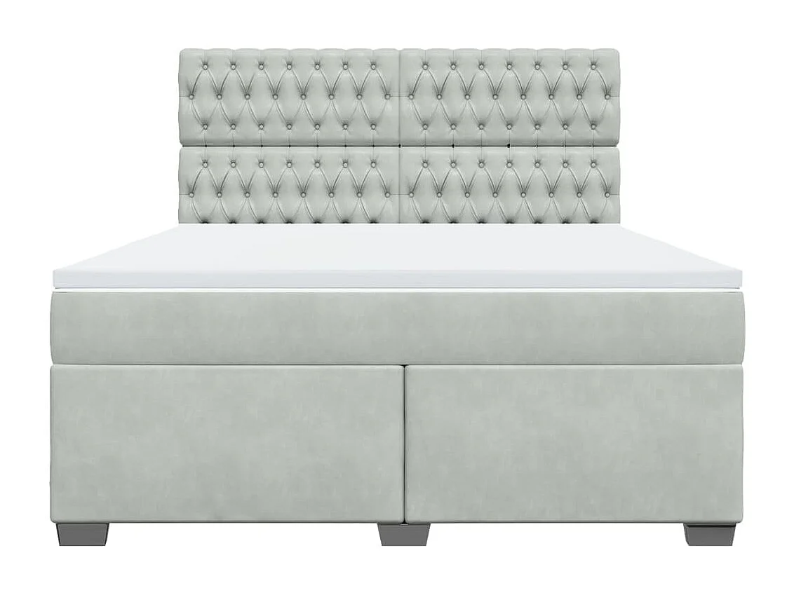 Giroletto a Molle con Materasso Grigio Chiaro 180x200cm Velluto