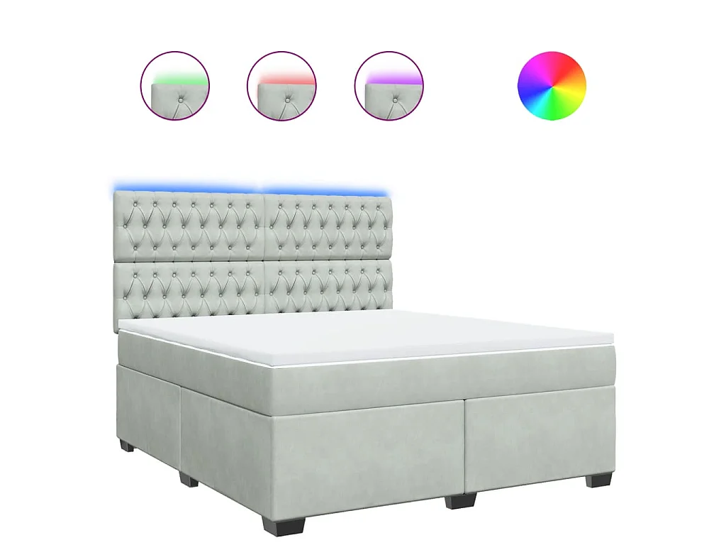 Boxspring met matras fluweel lichtgrijs 180x200 cm