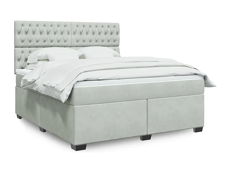 Giroletto a Molle con Materasso Grigio Chiaro 180x200cm Velluto