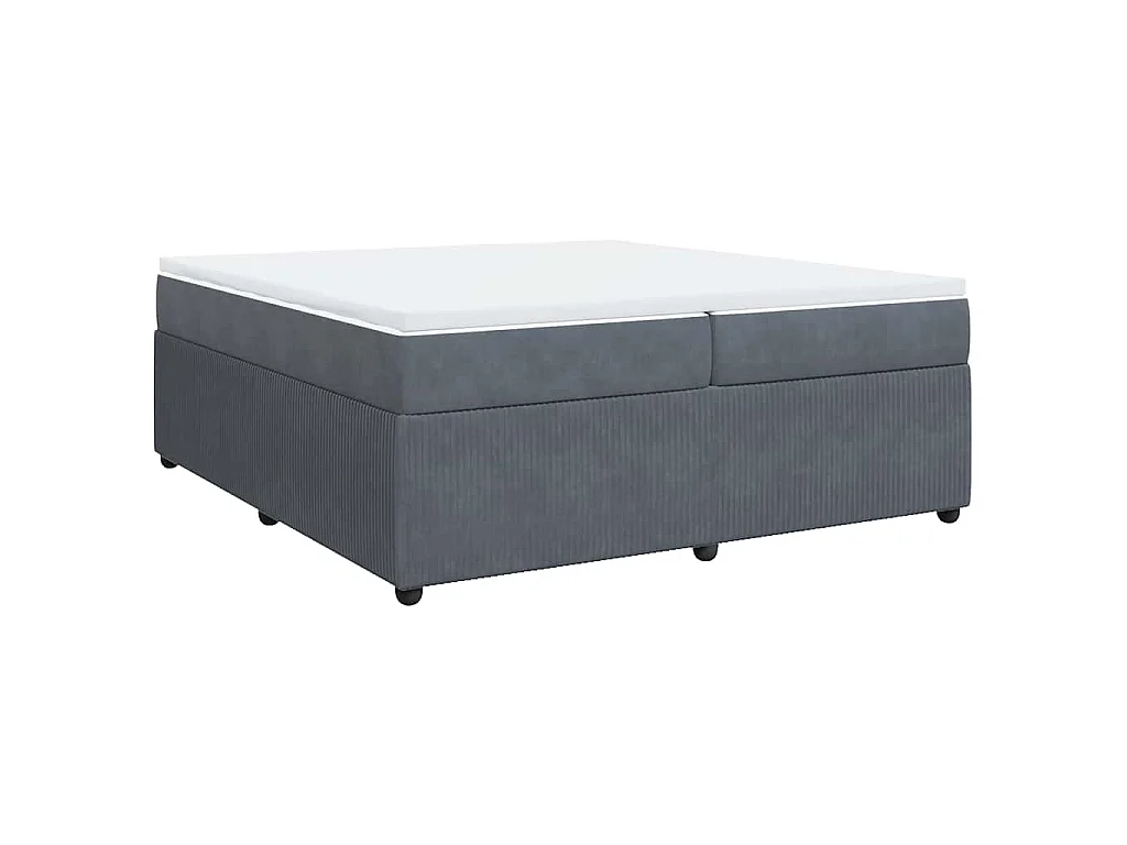Cama box spring con colchón terciopelo gris oscuro 200x200 cm