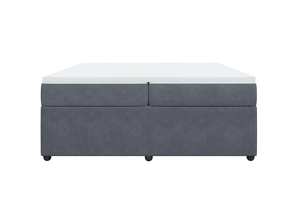 Cama box spring con colchón terciopelo gris oscuro 200x200 cm