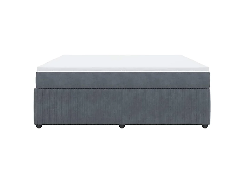 Cama box spring con colchón terciopelo gris oscuro 200x200 cm