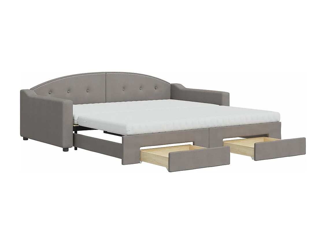 Sofá-cama c/ gavetão/gavetas 100x200cm tecido cinza-acastanhado