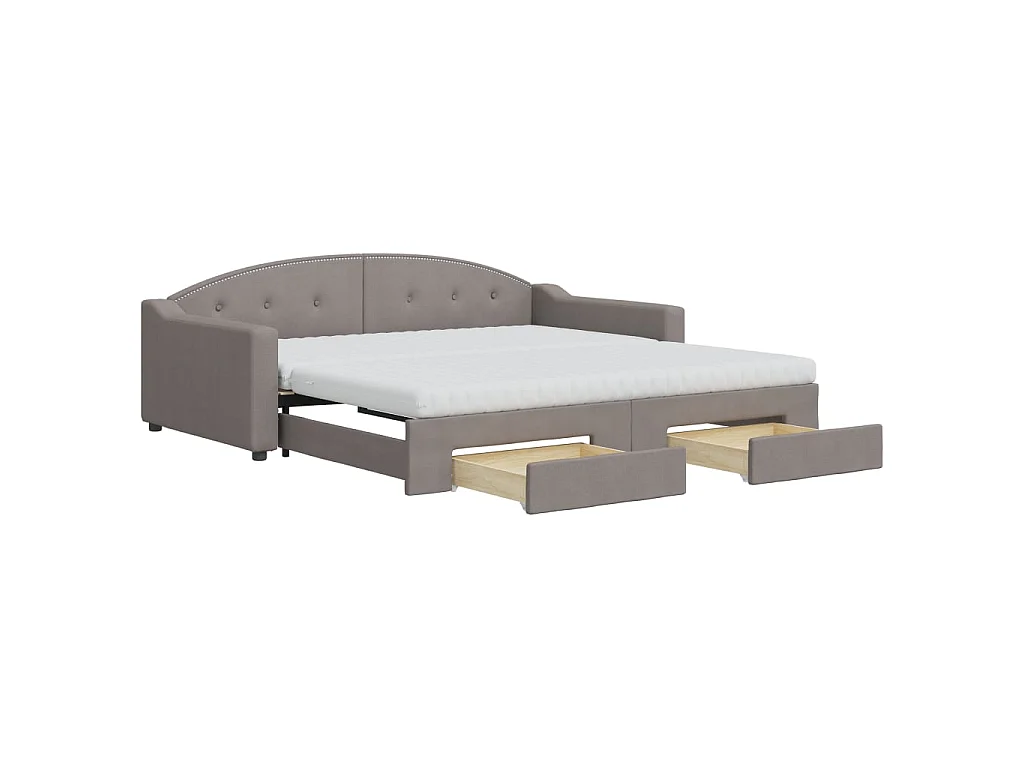 Divano Letto Estraibile con Cassetti Tortora 100x200 cm Tessuto
