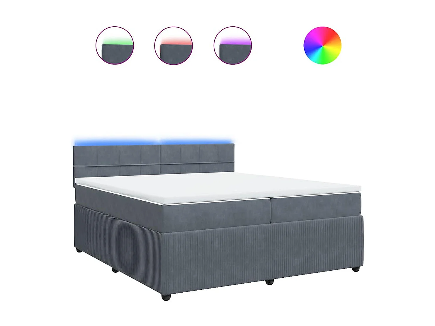 Cama box spring con colchón terciopelo gris oscuro 200x200 cm