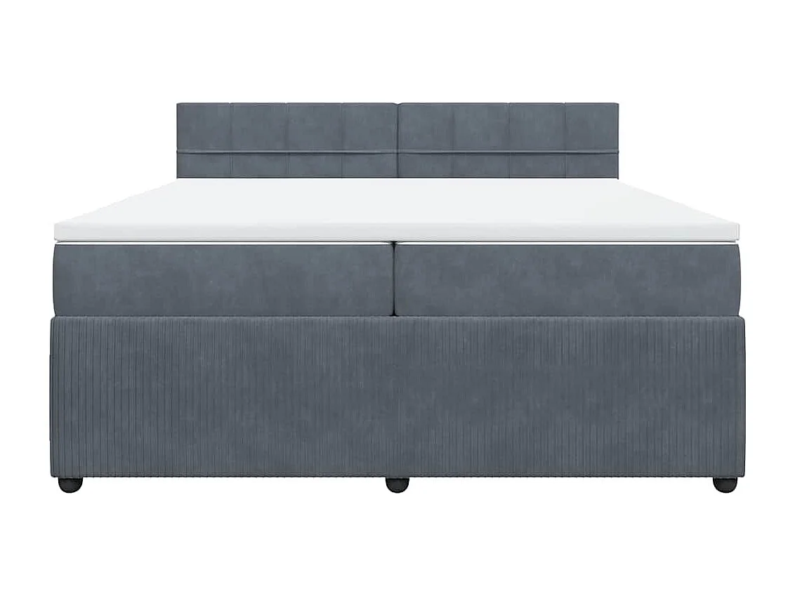 Cama box spring con colchón terciopelo gris oscuro 200x200 cm