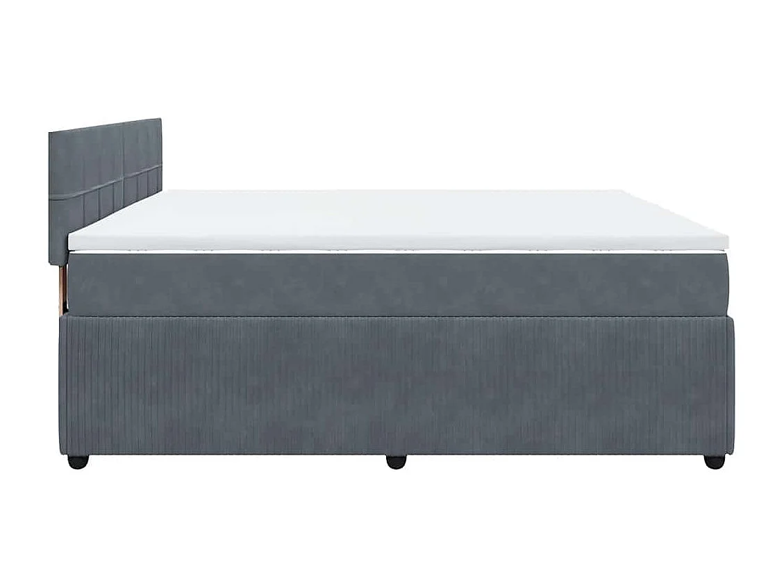 Cama box spring con colchón terciopelo gris oscuro 200x200 cm