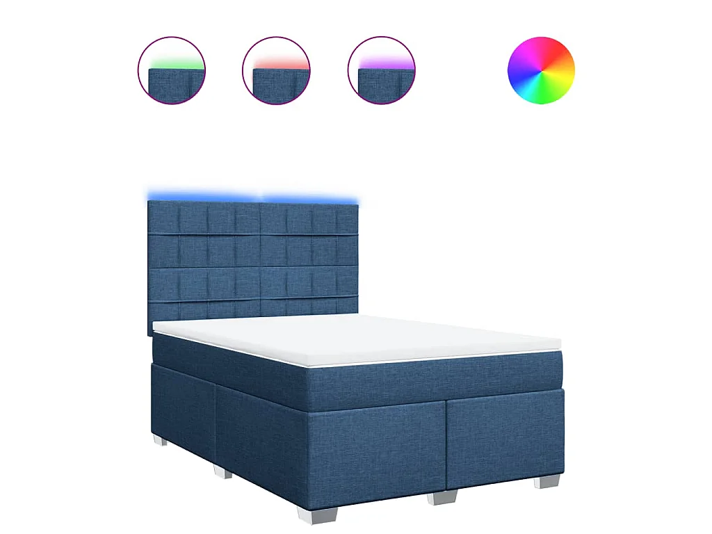 Boxspringbett mit Matratze Blau 140x200 cm Stoff