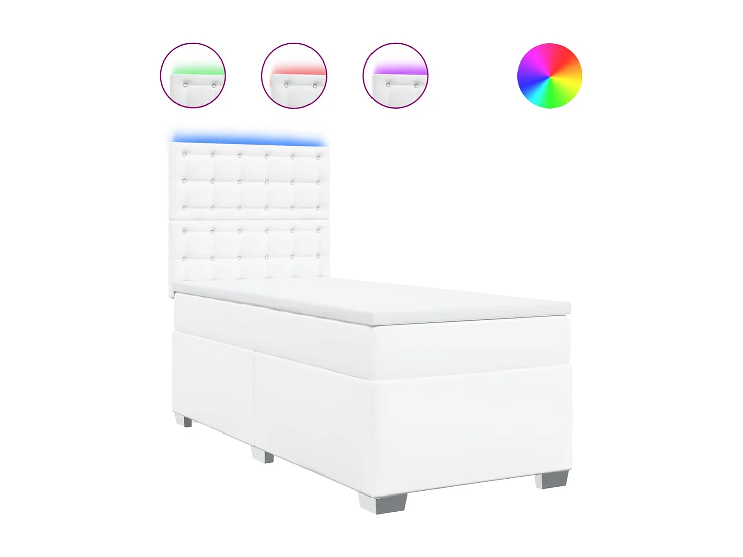 Sommier à lattes de lit avec matelas Blanc 90x200 cm Similicuir