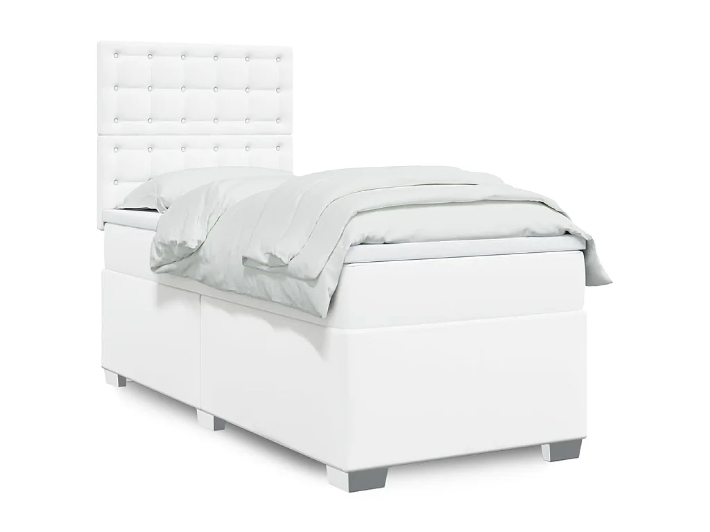 Giroletto a Molle con Materasso Bianco 90x200 cm in Similpelle