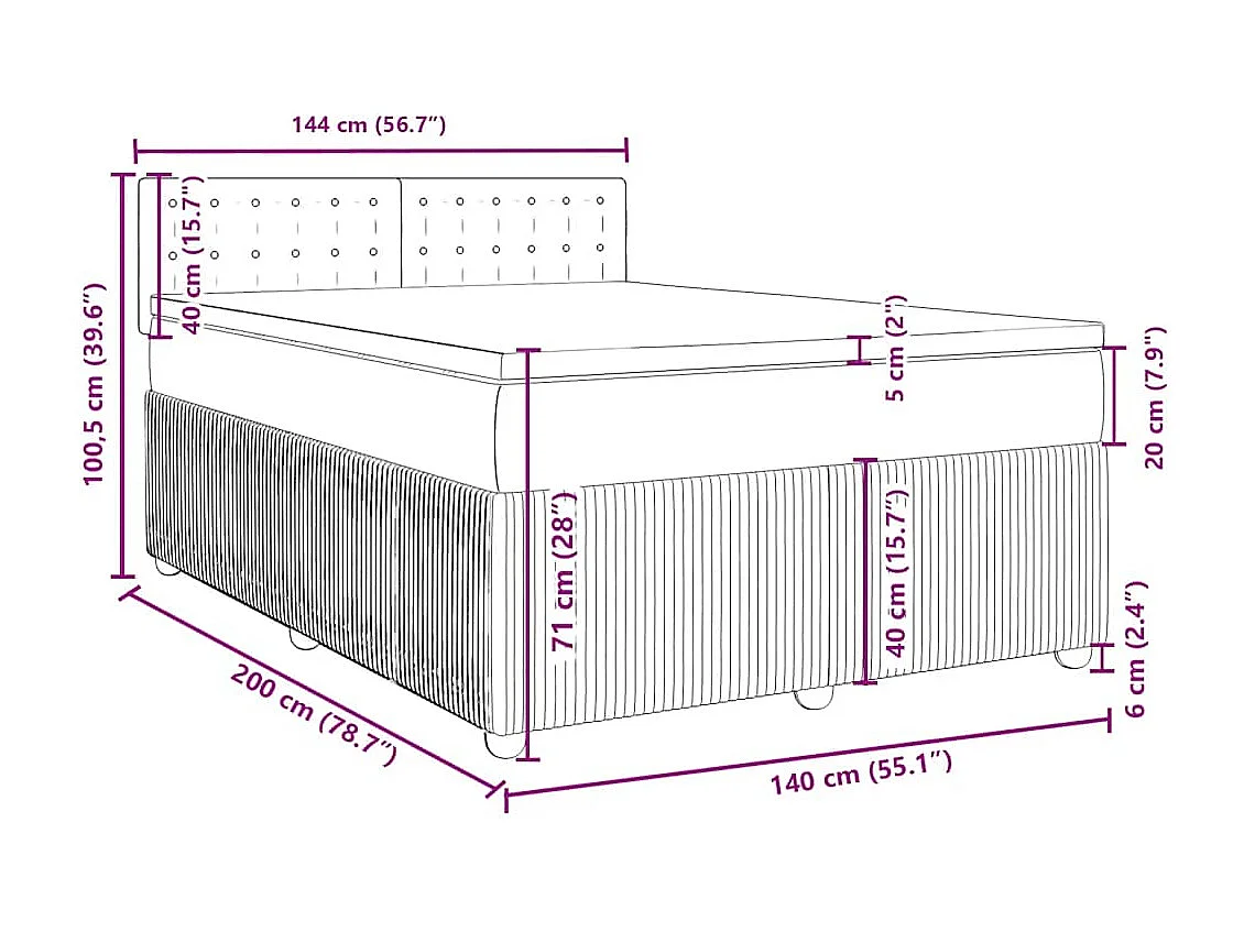 Boxspringbett mit Matratze Dunkelgrün 140x200 cm Samt