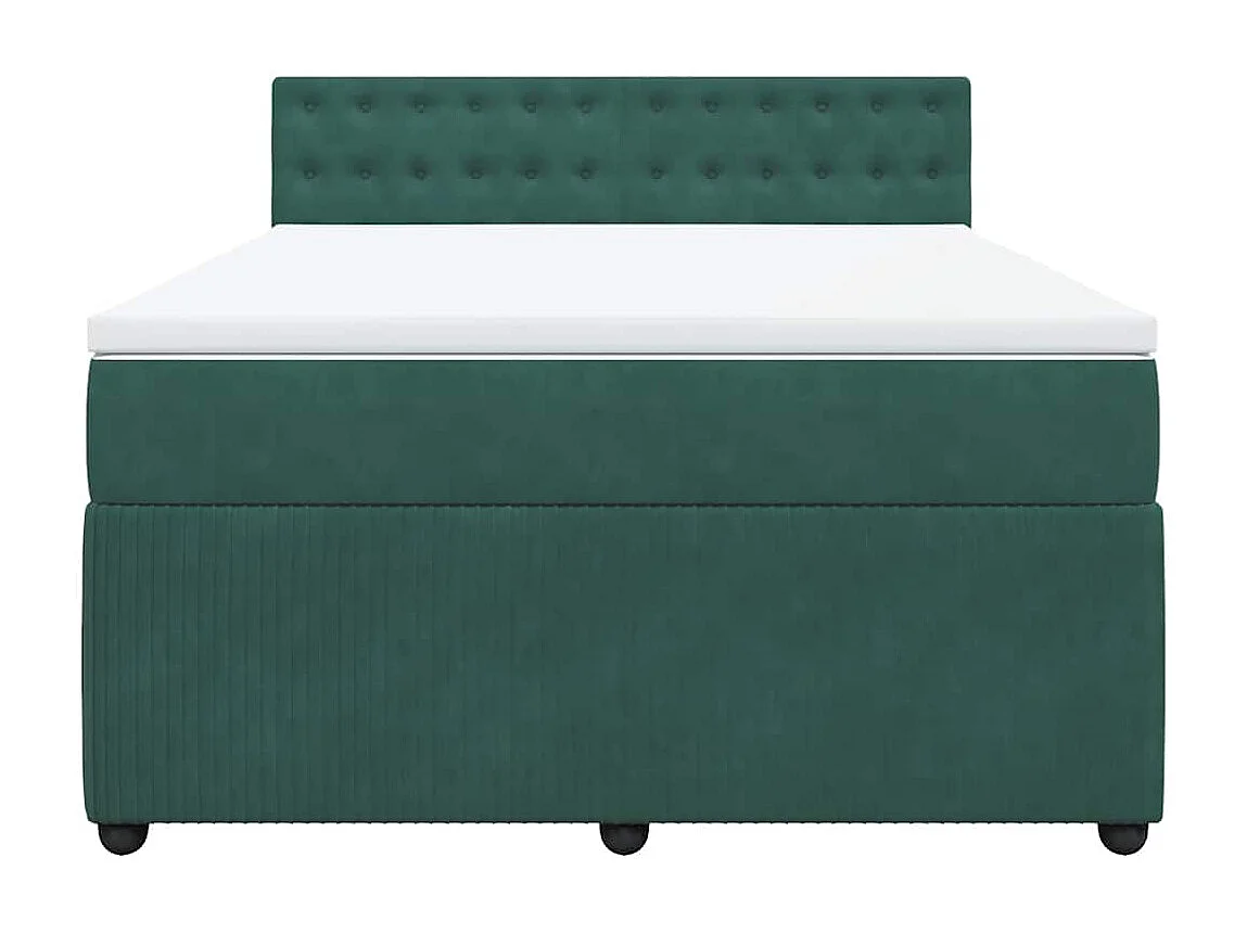 Boxspringbett mit Matratze Dunkelgrün 140x200 cm Samt