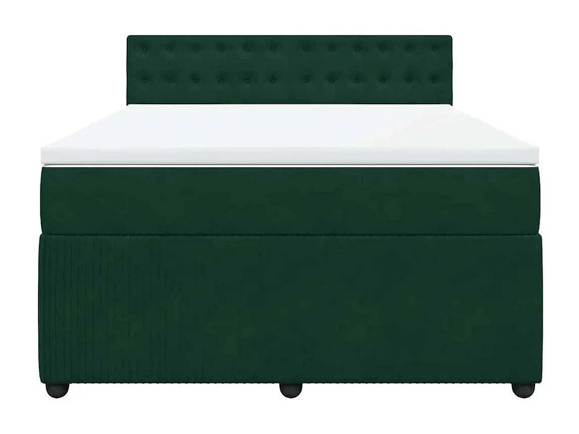 Boxspring met matras fluweel donkergroen 140x200 cm