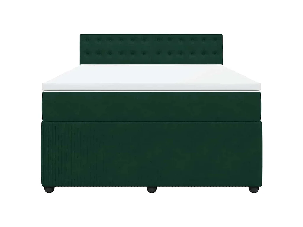 Cama box spring con colchón terciopelo verde oscuro 140x200 cm