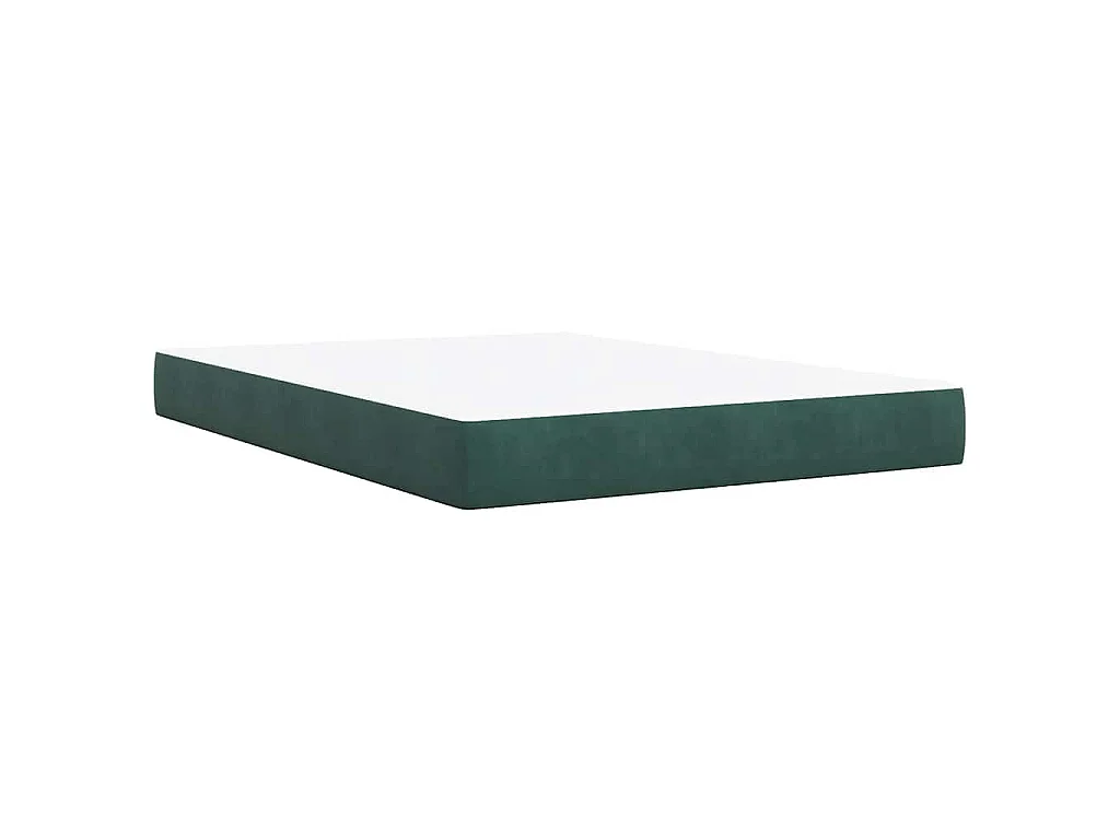 Cama box spring con colchón terciopelo verde oscuro 140x200 cm