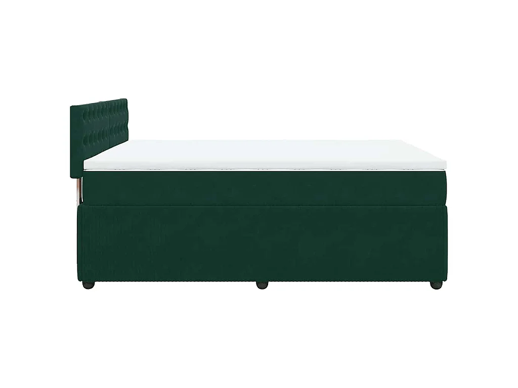 Cama box spring con colchón terciopelo verde oscuro 140x200 cm
