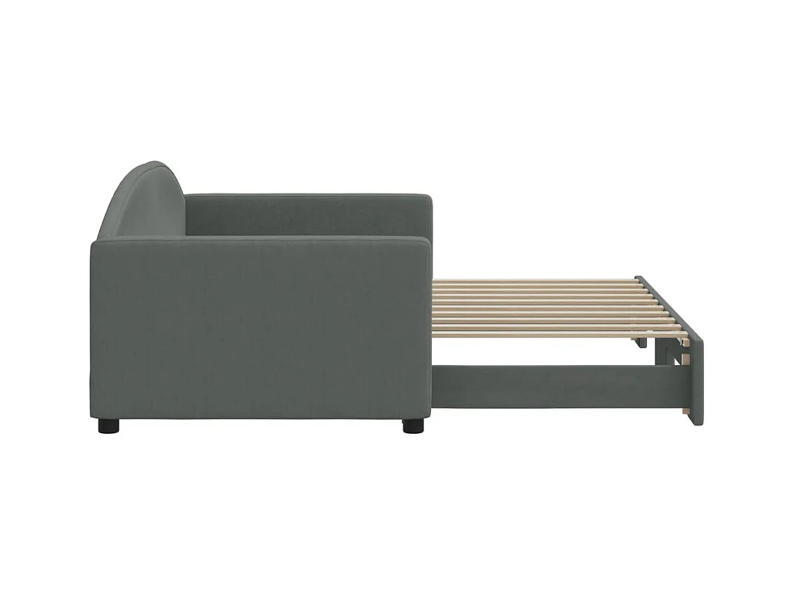 Lit de jour avec gigogne sans matelas gris foncé 90x190 cm