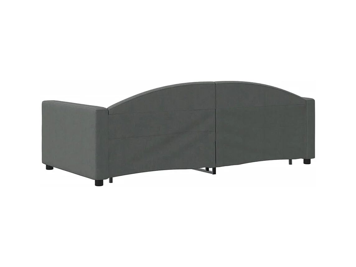 Lit de jour avec gigogne sans matelas gris foncé 90x190 cm