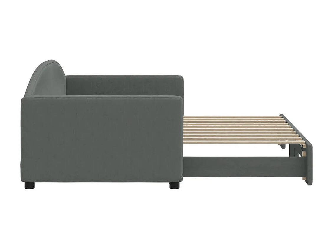 Tagesbett Ausziehbar Dunkelgrau 90x190 cm Stoff
