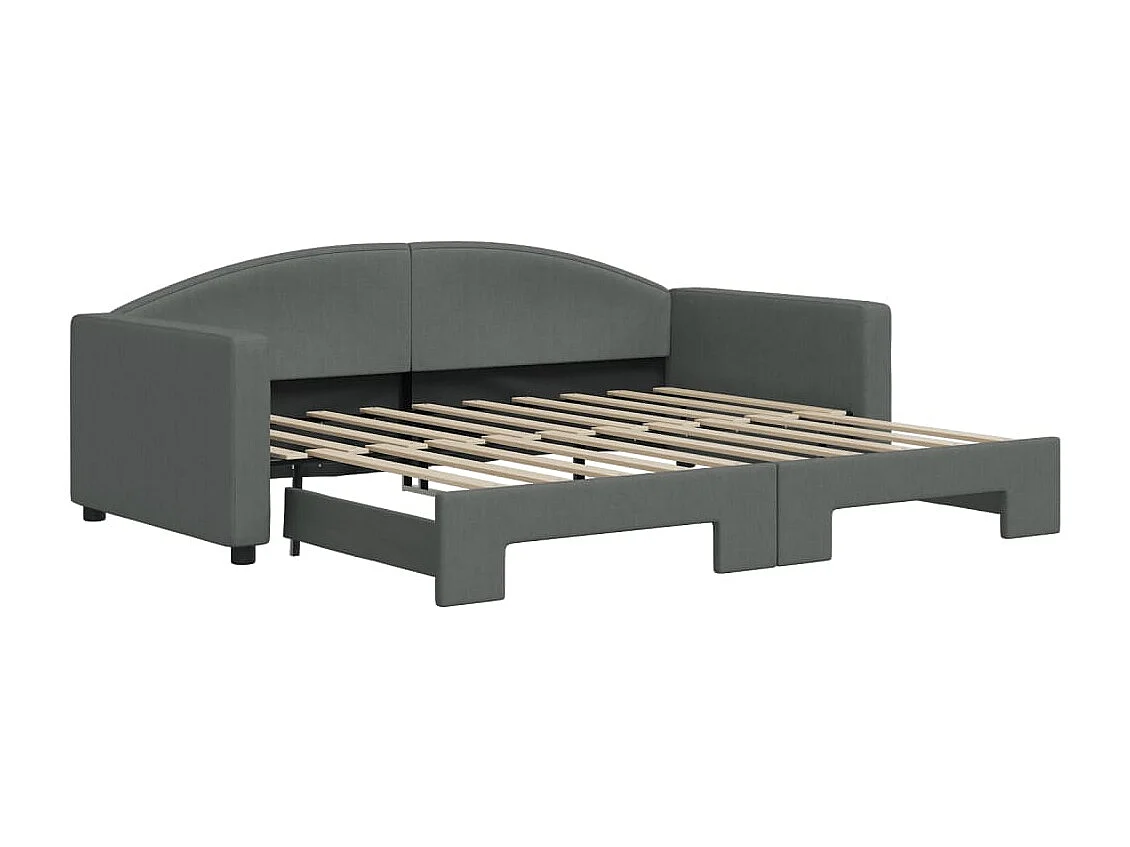 Lit de jour avec gigogne sans matelas gris foncé 90x190 cm
