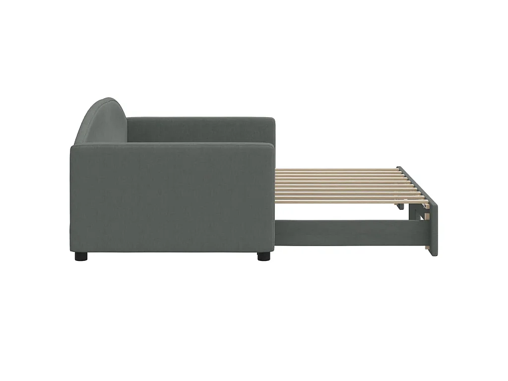 Lit de jour avec gigogne sans matelas gris foncé 90x190 cm