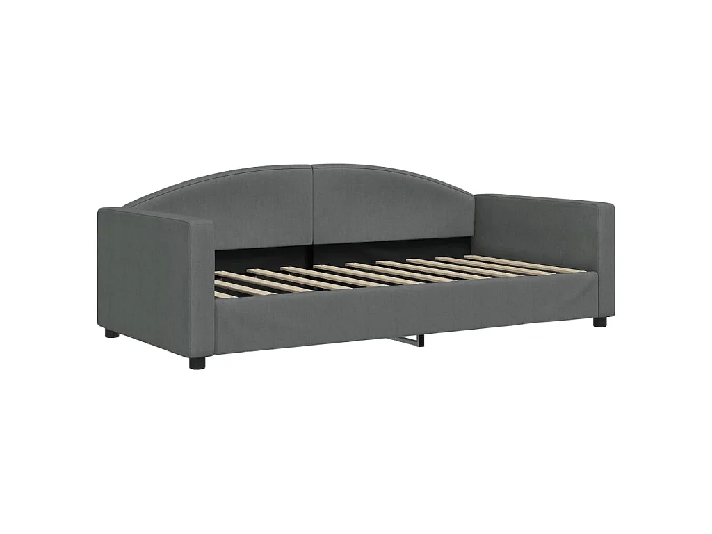Lit de jour avec gigogne sans matelas gris foncé 90x190 cm