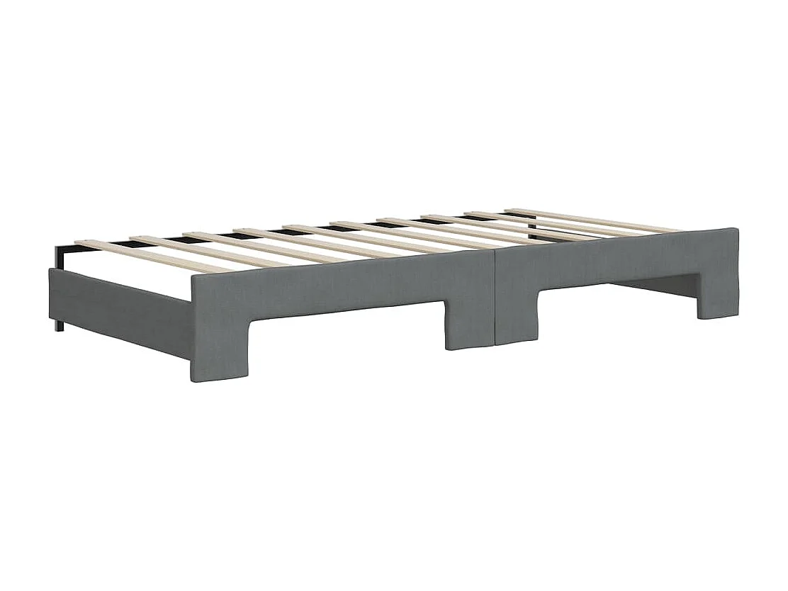 Lit de jour avec gigogne sans matelas gris foncé 90x190 cm