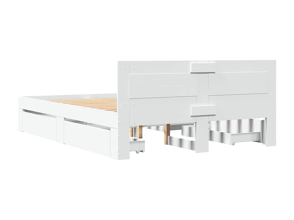 Bedframe met hoofdeinde bewerkt hout wit 120x190 cm