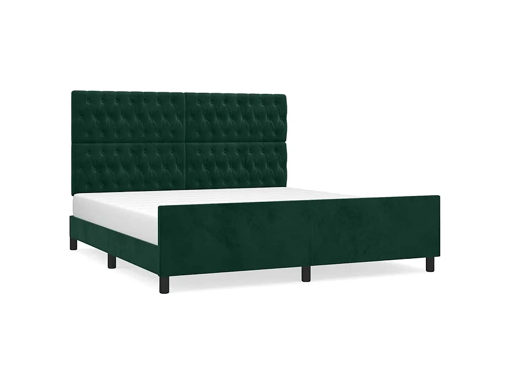 Cadre de lit sans matelas vert foncé velours