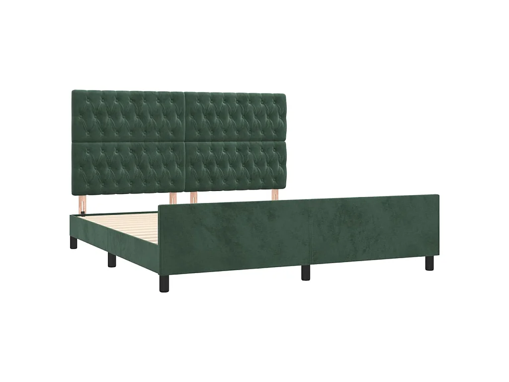 Cadre de lit sans matelas vert foncé velours