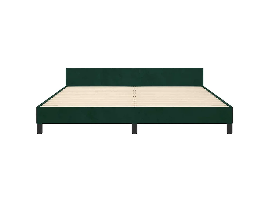 Cadre de lit sans matelas vert foncé velours