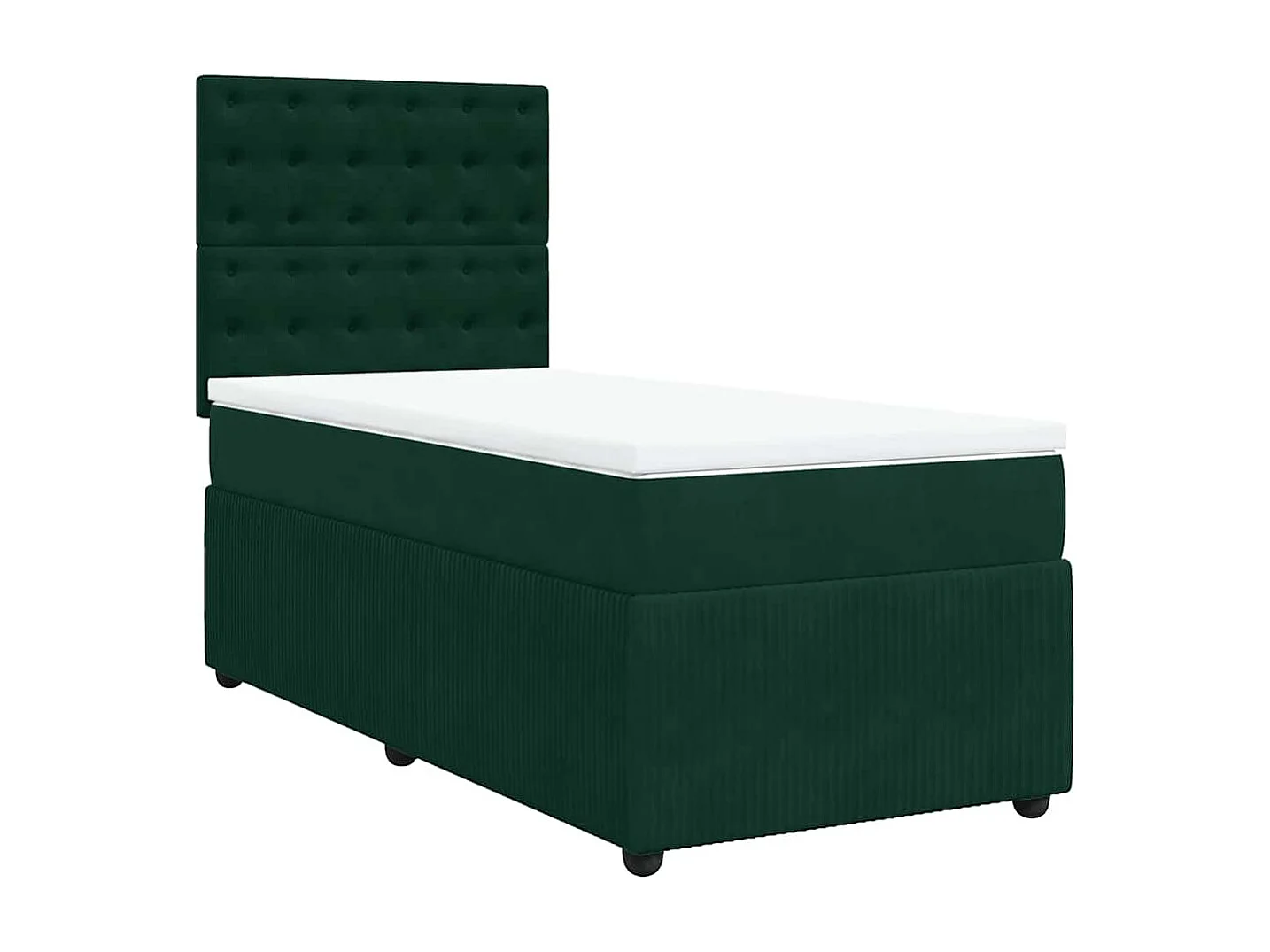 Cama box spring con colchón terciopelo verde oscuro 80x200 cm