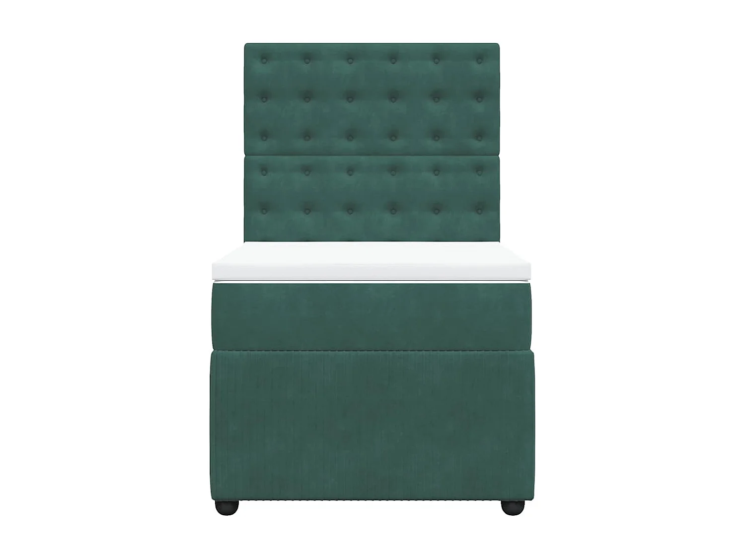 Cama box spring con colchón terciopelo verde oscuro 80x200 cm