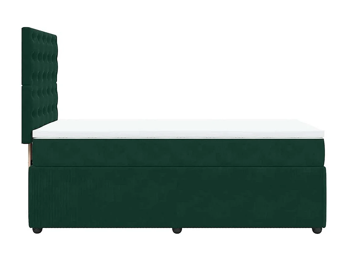 Cama box spring con colchón terciopelo verde oscuro 80x200 cm