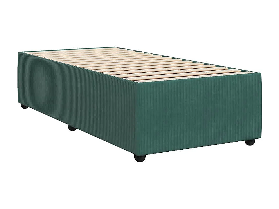 Cama box spring con colchón terciopelo verde oscuro 80x200 cm