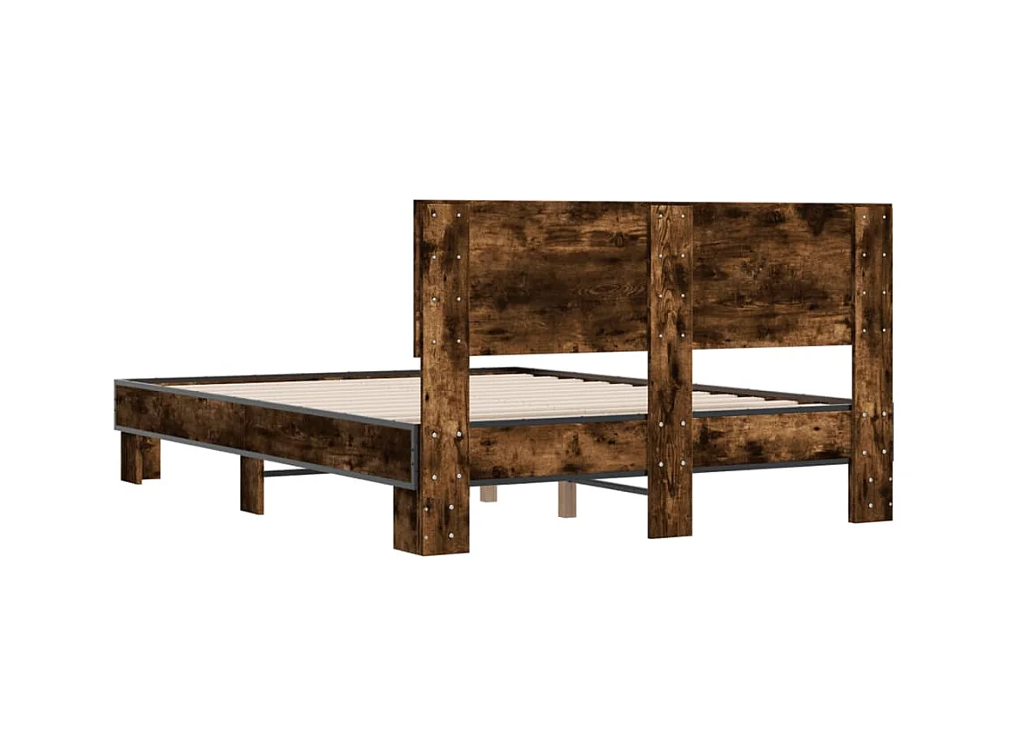 Cadre de lit sans matelas chêne fumé 140x190 cm