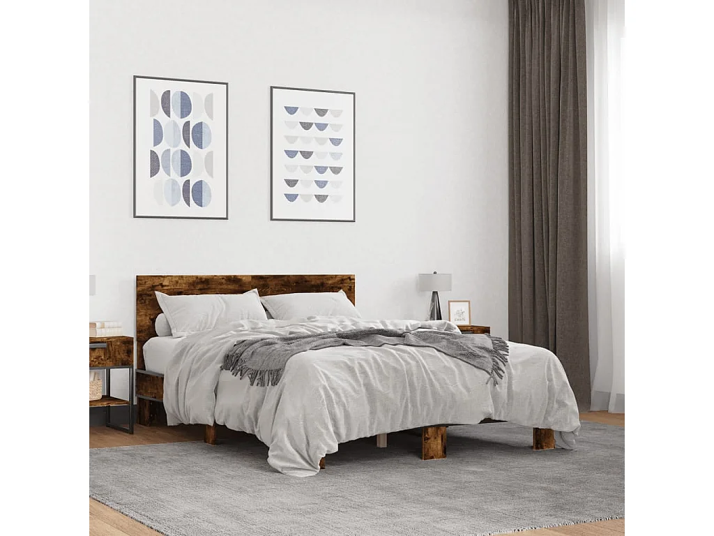 Cadre de lit sans matelas chêne fumé 140x190 cm