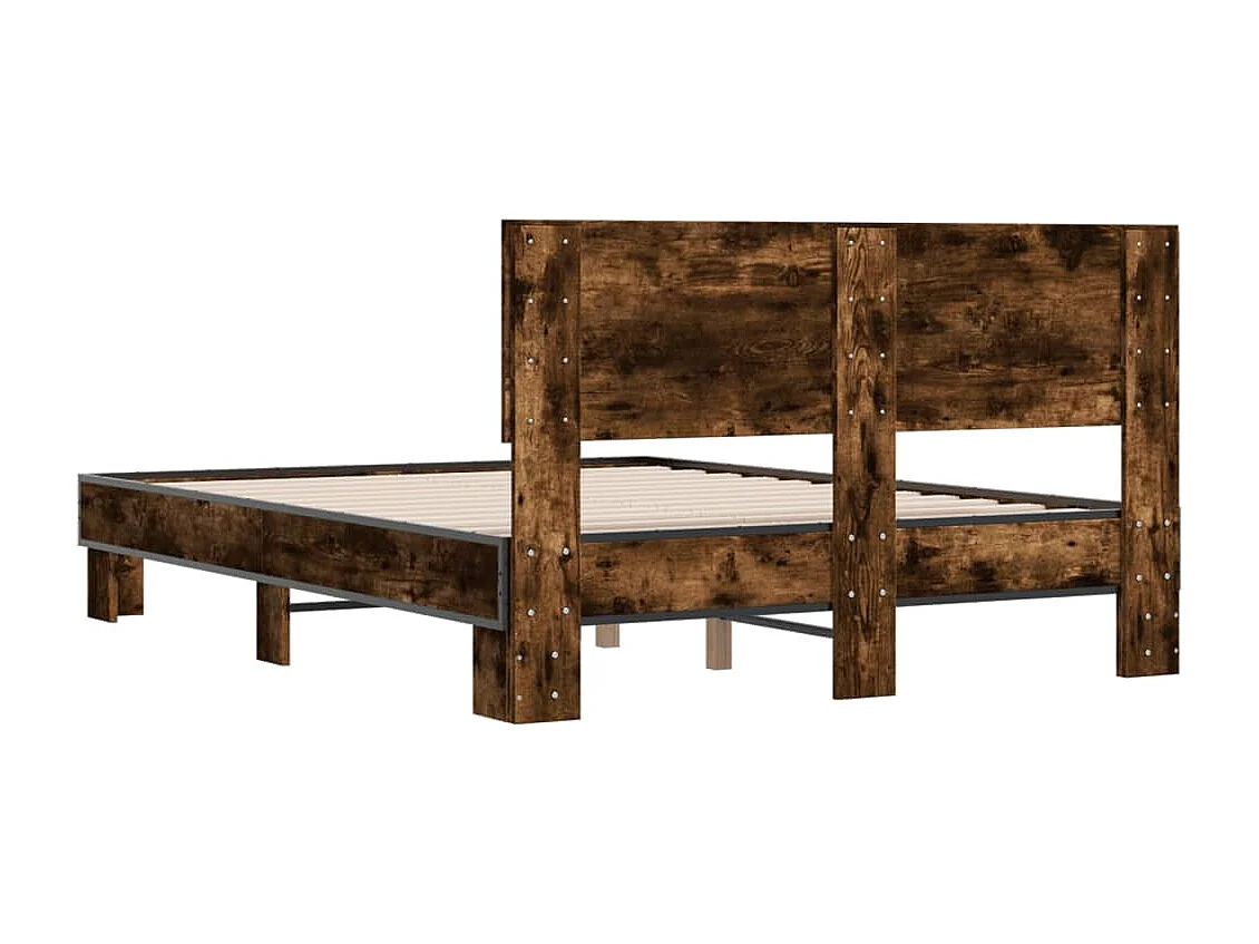 Cadre de lit sans matelas chêne fumé 140x190 cm