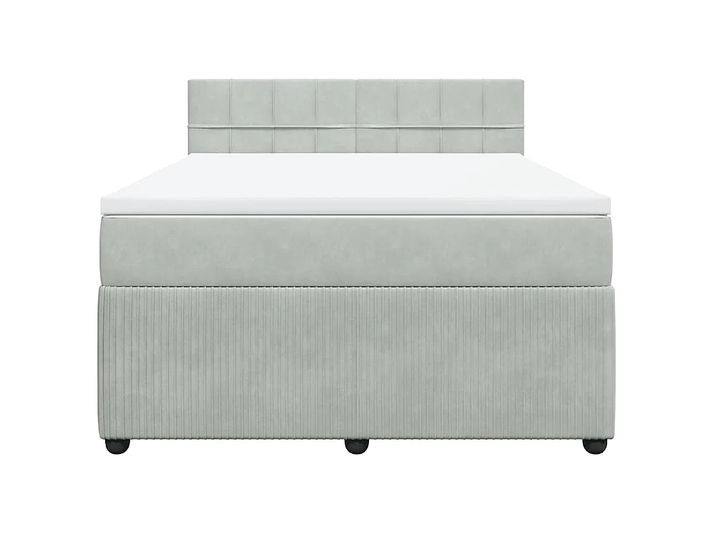 Cama box spring con colchón terciopelo gris claro 140x200 cm