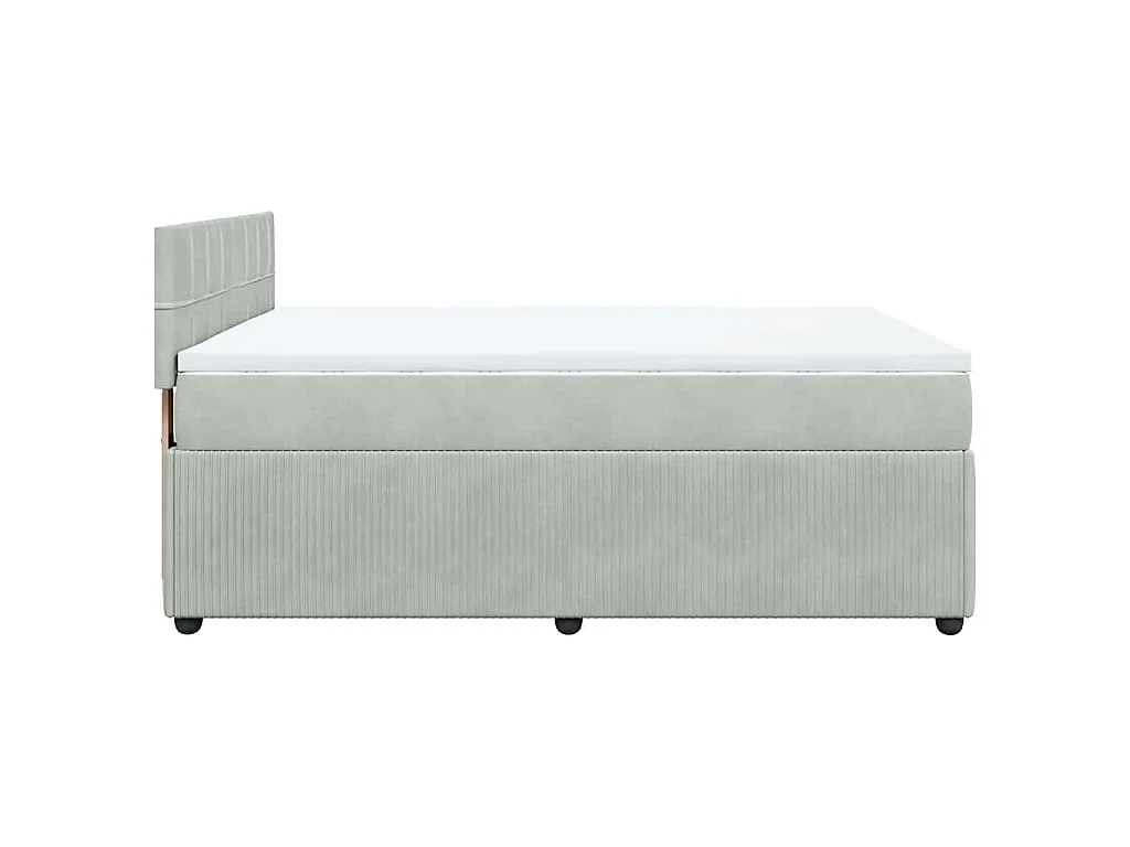 Cama box spring con colchón terciopelo gris claro 140x200 cm