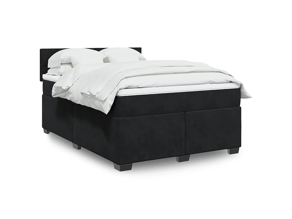 Boxspringbett mit Matratze Schwarz 160x200 cm Samt