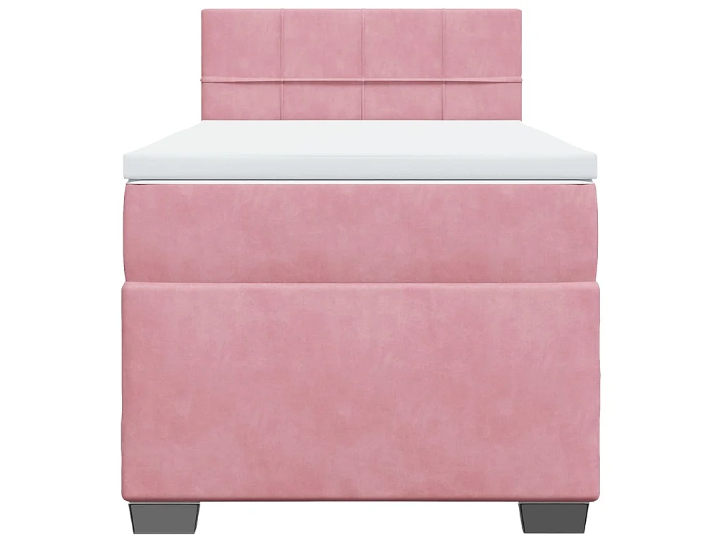 Cama box spring con colchón terciopelo rosa 80x200 cm