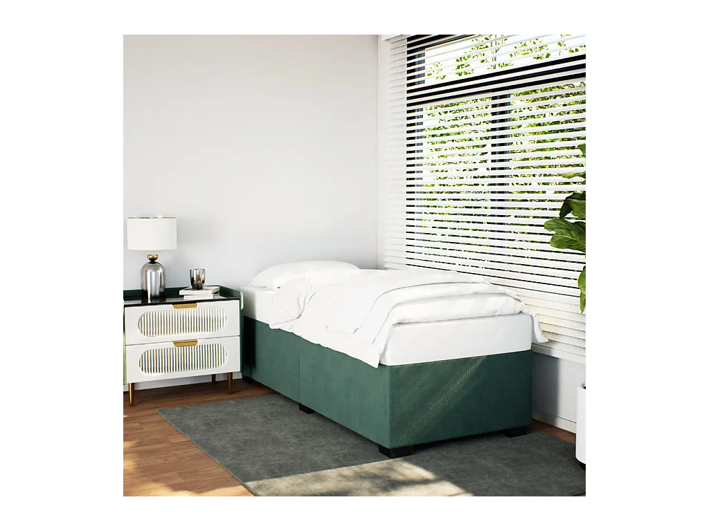 Cadre de lit sans matelas vert foncé 90x190 cm velours