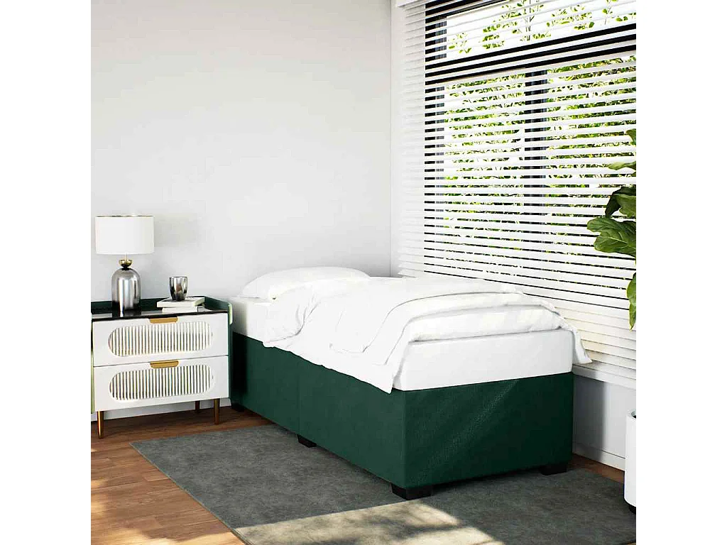 Estrutura de cama sem colchão 90x190 cm veludo verde-escuro