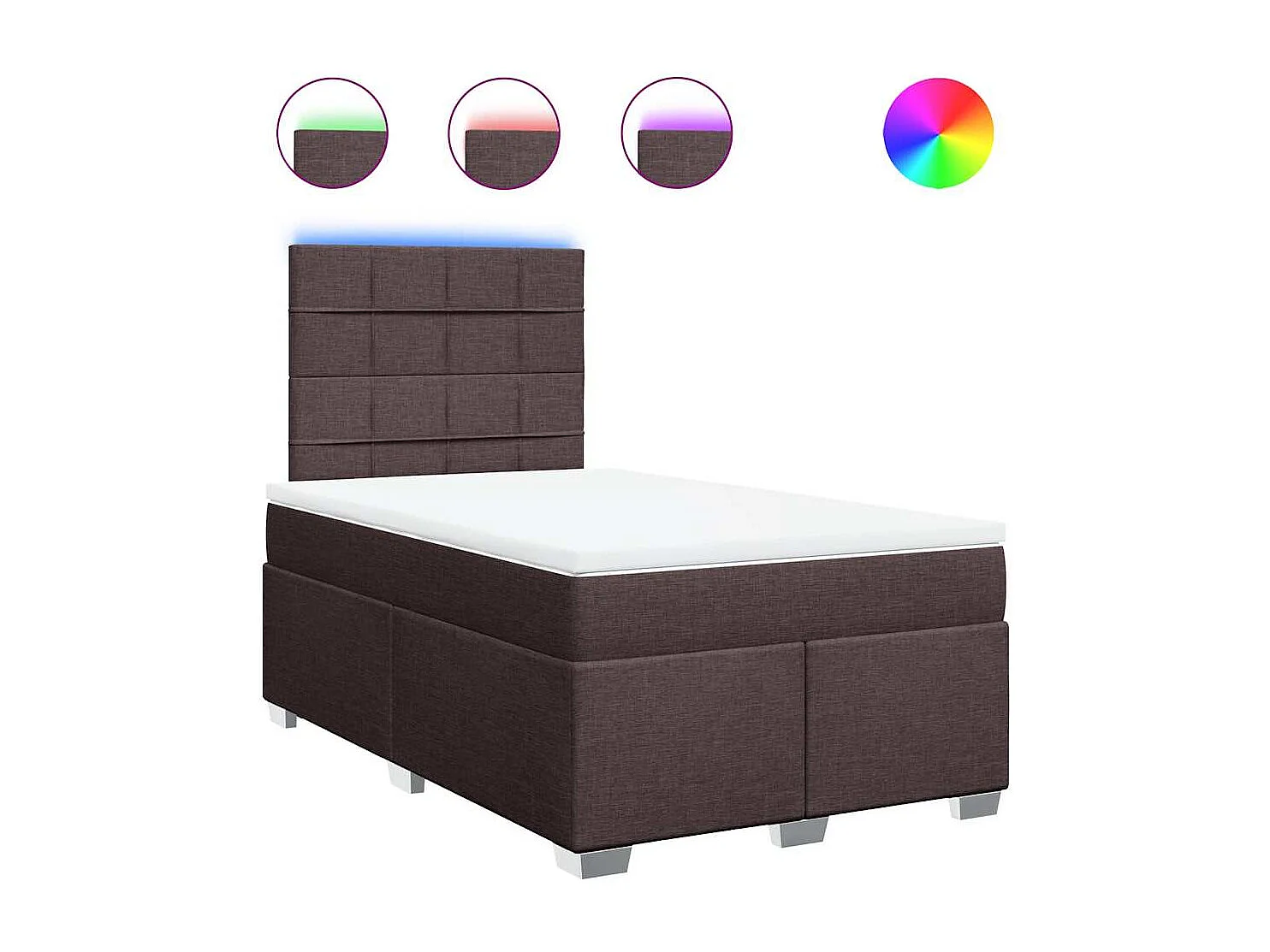 Cama box spring con colchón tela marrón oscuro 120x200 cm